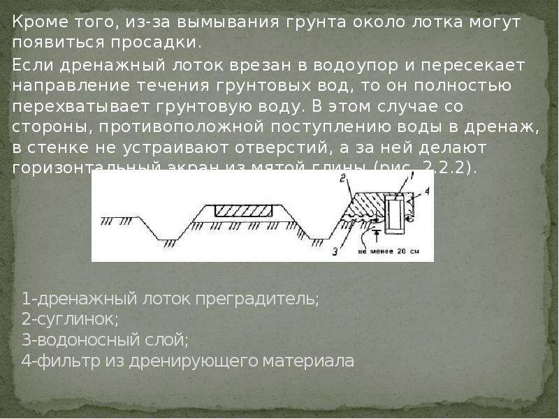 Понижение уровня грунтовых вод презентация