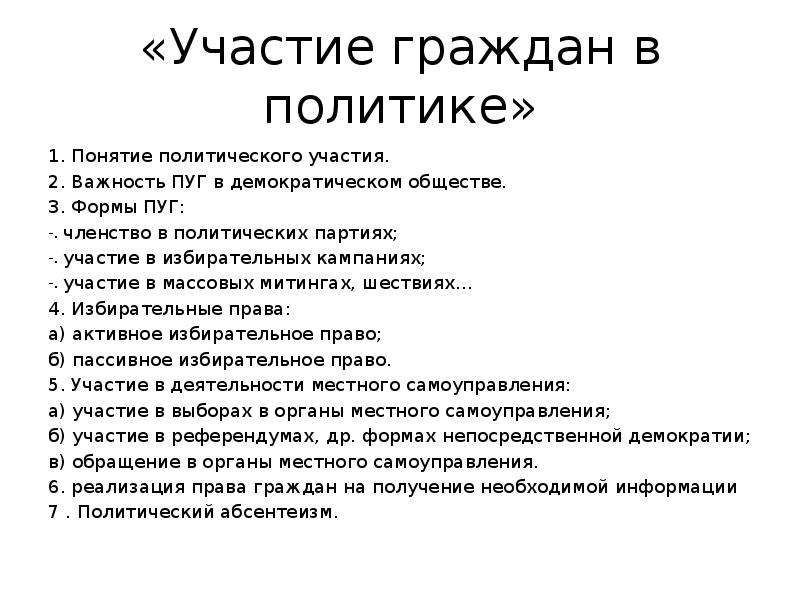 Политическое участие в демократическом обществе