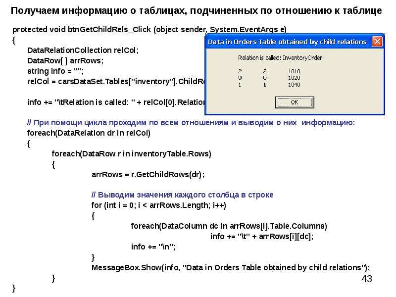 Protected void c. Подчиненная таблица.