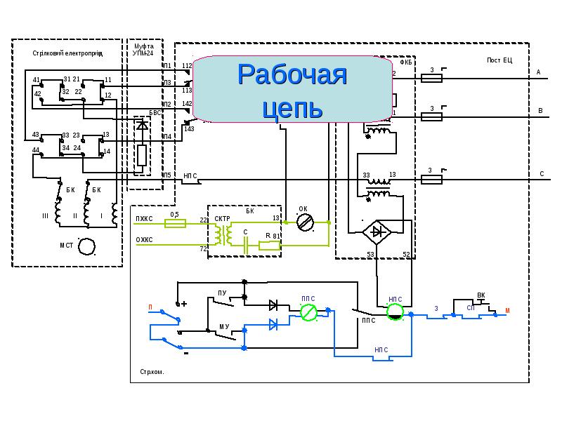 Схема пятипроводной стрелки