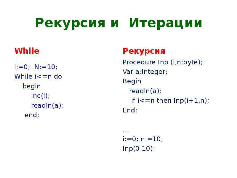 Шаг рекурсии