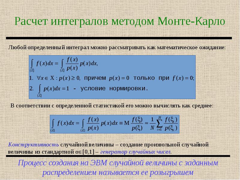 Вычисление методом монте карло