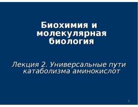 Универсальные пути катаболизма аминокислот. (Лекция 2)