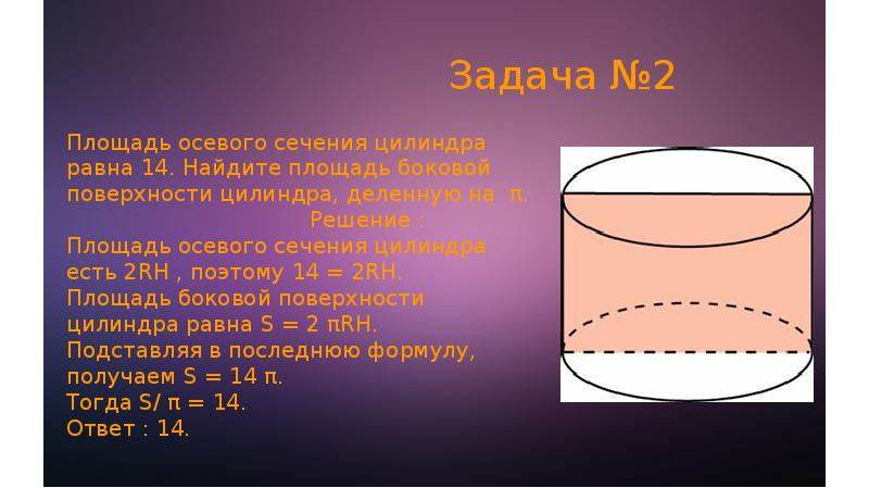 Площадь осевого сечения цилиндра равна s найдите площадь боковой поверхности цилиндра с рисунком