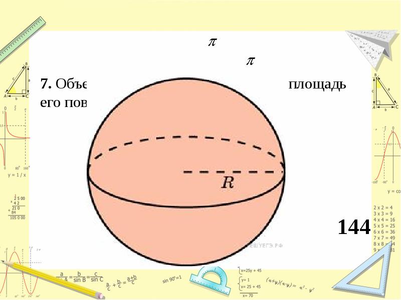 Объем шара диаметром 12 см