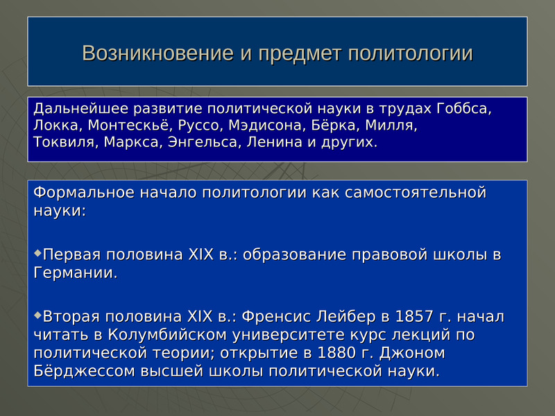 Предметом политологии являются