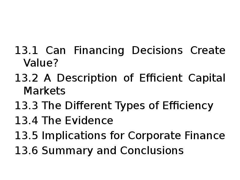 Financing decisions