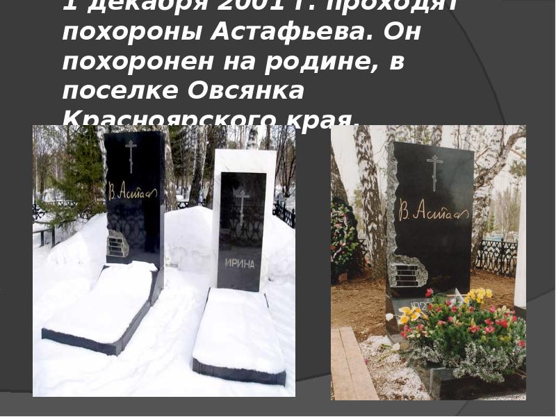 Астафьев похоронен. Могила Виктора Петровича Астафьева.