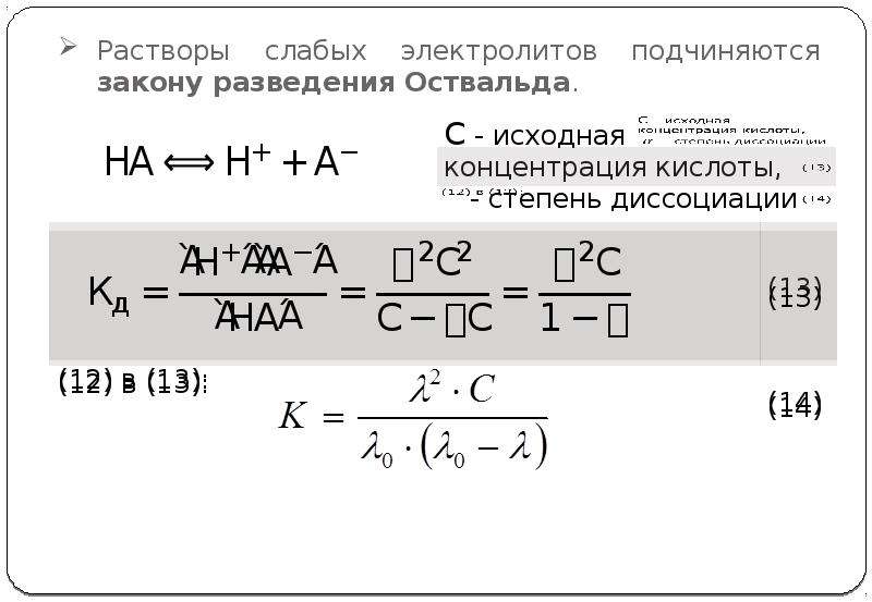 Растворы слабых электролитов. Термодинамическое описание растворов электролитов. Теория растворов слабых электролитов. Термодинамические характеристики растворов электролитов.