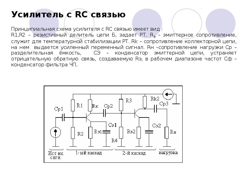 Эквивалентная схема усилителя с общей базой