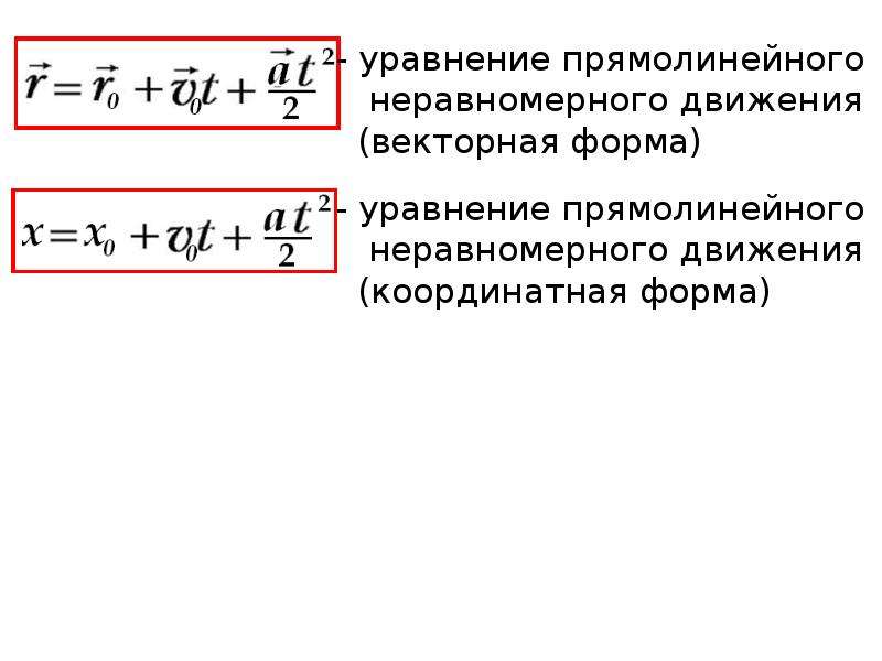 Координаты прямолинейного движения