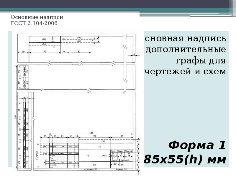 Графы основной надписи чертежа