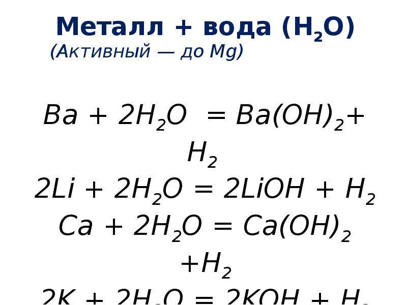 Химические свойства металлов презентация