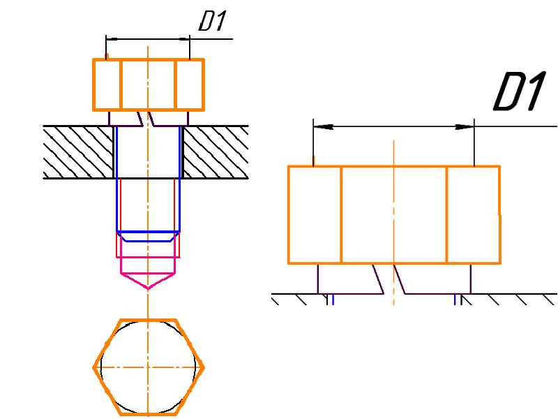 Соединение деталей шпилькой чертеж