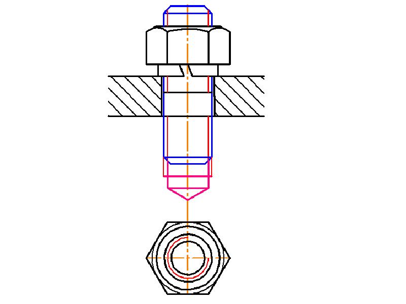 Соединение деталей шпилькой чертеж