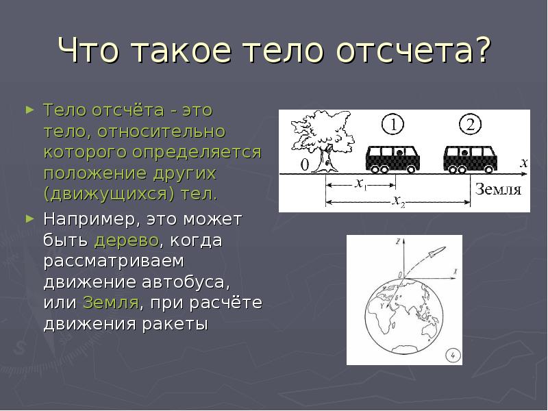 Тело отсчета двигаться. Тело отсчета это. Тело отсчета это тело относительно которого рассматривается. Тело отсчета система отсчета. Тело отсчета относительно других тел примеры.