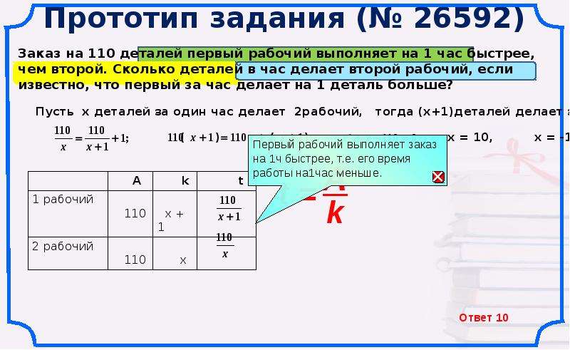 2 рабочих за 2 часа. Первый рабочий выполняет. Задачи на детали. Задача заказ на 110 деталей первый рабочий выполняет на 1 час. Задача про рабочих и детали.