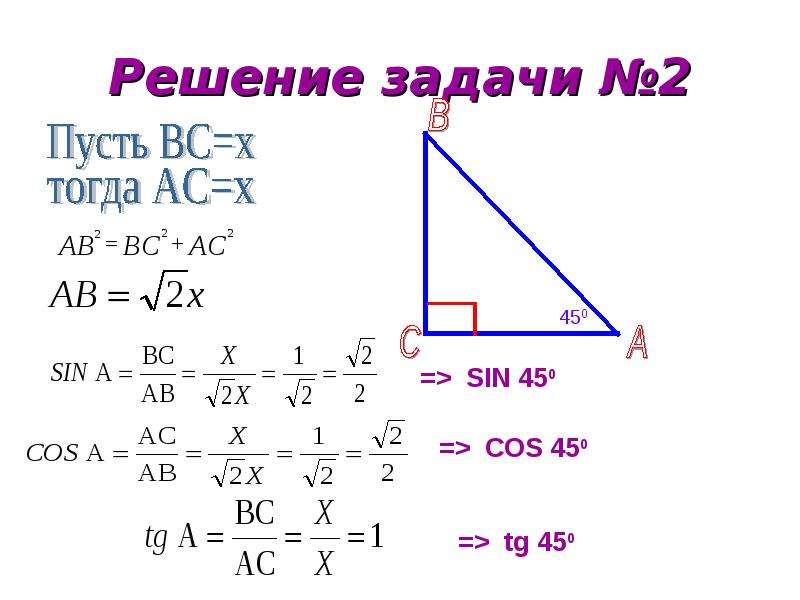 Синус 45 найти