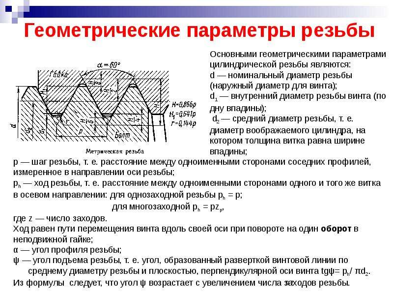 Геометрические параметры. Резьба м6 диаметр впадин внутренняя. Наружной резьбы d1 формула. Номинальный средний диаметр резьбы d2.