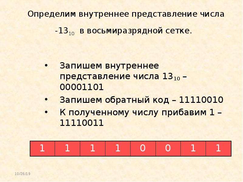 Получить внутреннее представление числа