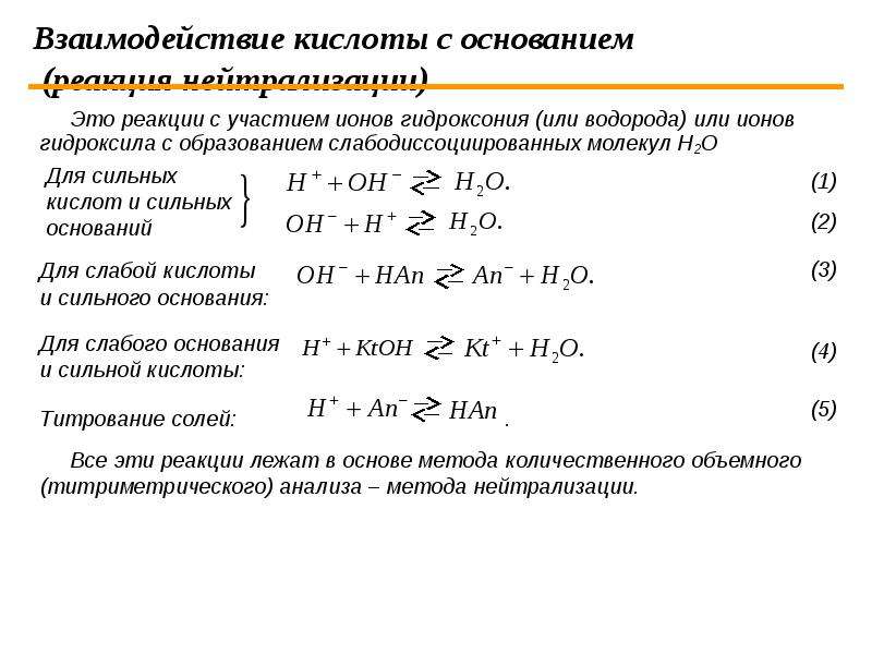 Презентация реакция нейтрализации 8 класс