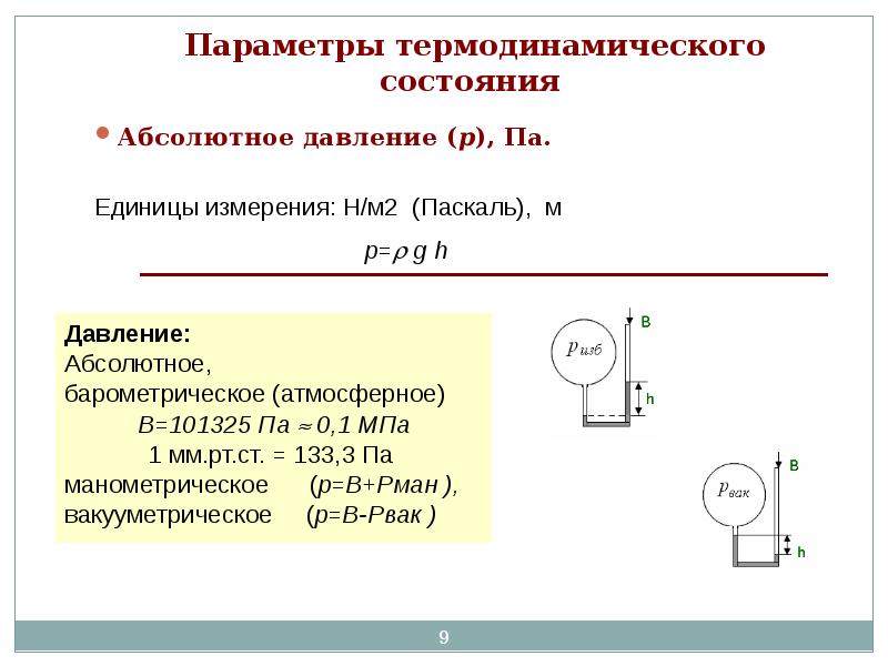 1 параметры состояния. Давление в термодинамике. Абсолютное давление в термодинамике. Абсолютное давление формула. Основные термодинамические параметры давление.