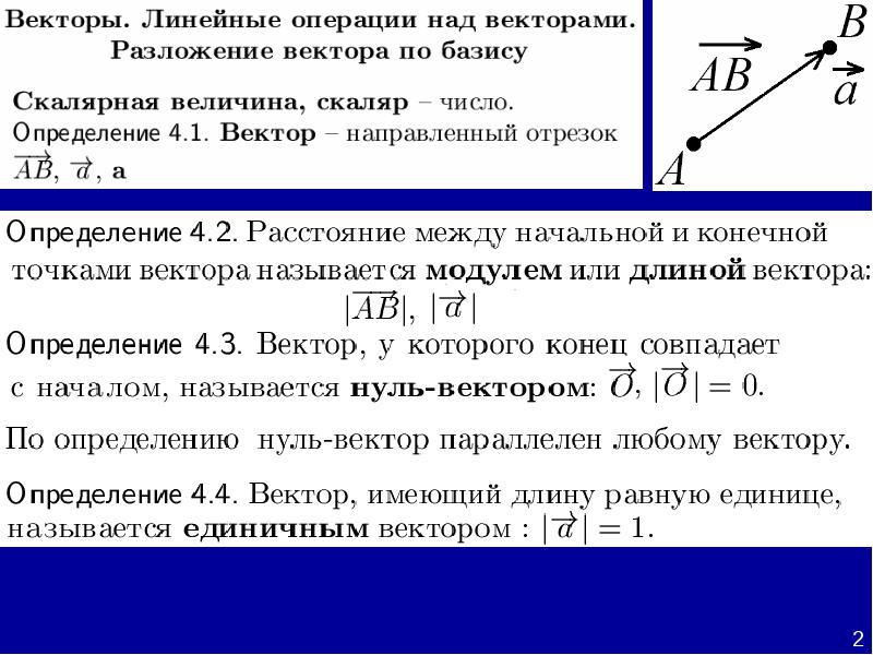 Коэффициенты векторов