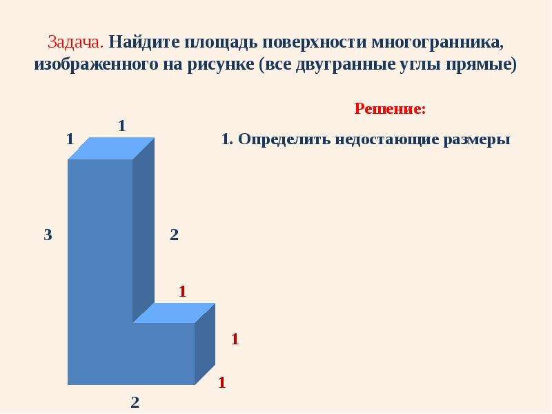 Найдите площадь многогранника все двугранные углы прямые. Найдите площадь поверхности фигуры. Задачи на площадь поверхности. Задачи на нахождение площади поверхности многоугольника. Задачи на площадь поверхности рисунок.