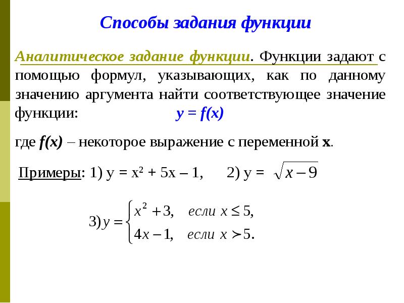 Значение функции при заданном аргументе