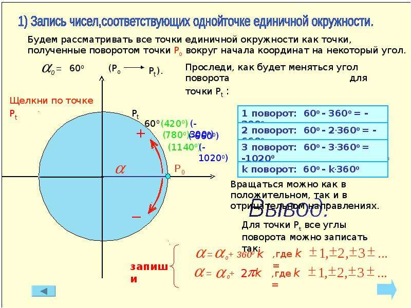 Координаты единичной окружности