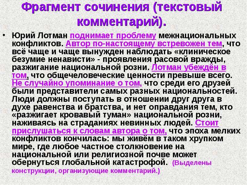 Оценивающее сочинение. Этническая ошибка в сочинении. Пример проявления ненависти. Текстовая информация сочинение.