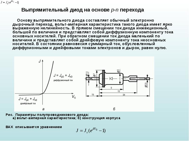 На рисунке изображен идеальный полупроводниковый диод d