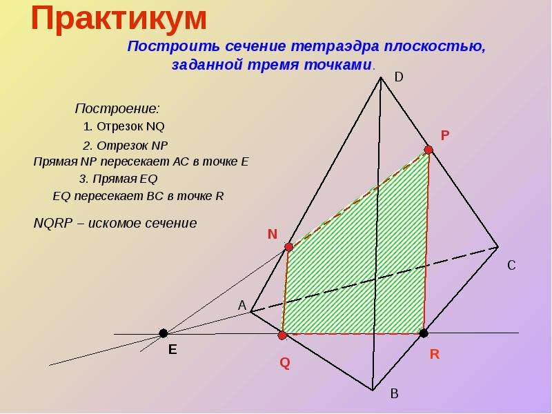 Сечения тетраэдра по 3 точкам