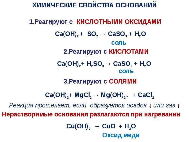 Oh свойства. Химические свойства оснований взаимодействие с солями. Химические реакции соединения с кислотами. Химические свойства соединения взаимодействуют с. Химические свойства оснований с кем реагирует.