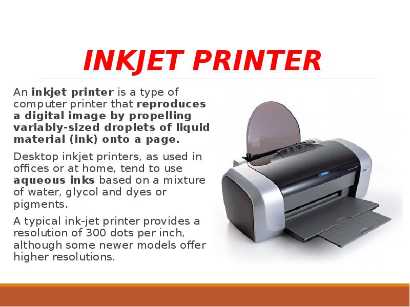 Printers Type Of Printer презентация доклад проект скачать 4377