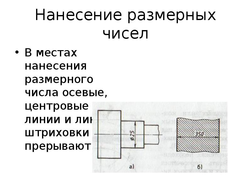 Прерывают ли размерную линию при изображении детали с разрывом