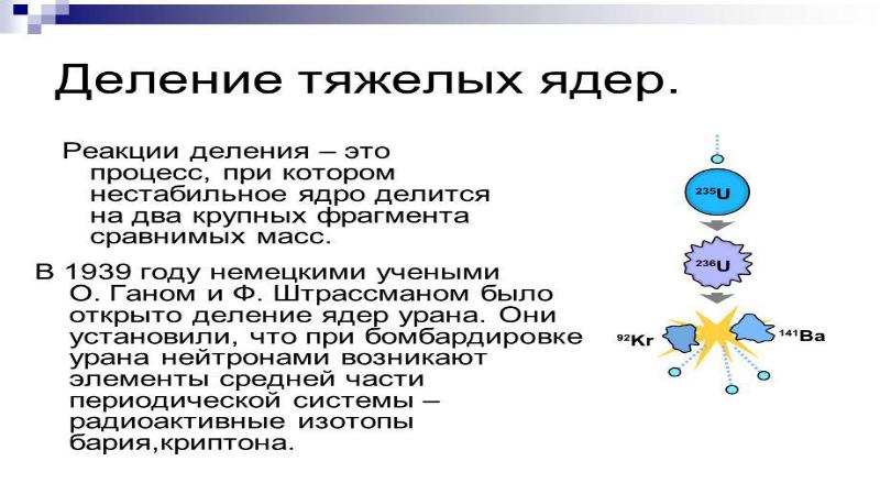 Деление ядер урана цепные ядерные реакции презентация 11 класс