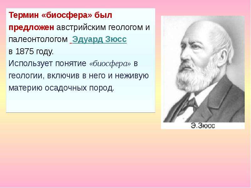 Кто предложил. Термин Биосфера. Биосфера кто ввел. Термин Биосфера впервые употребил.