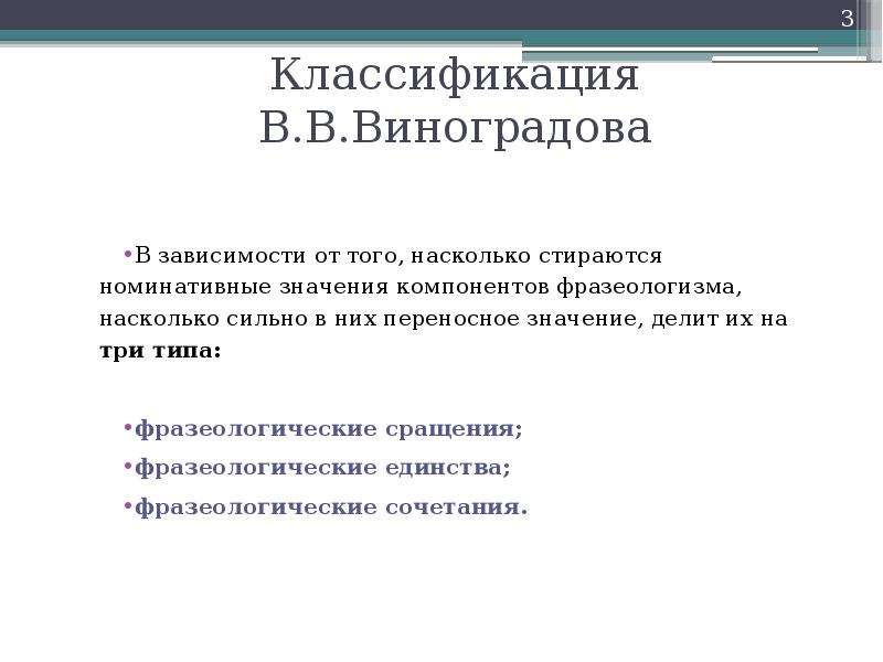 Классификация фразеологизмов по виноградову