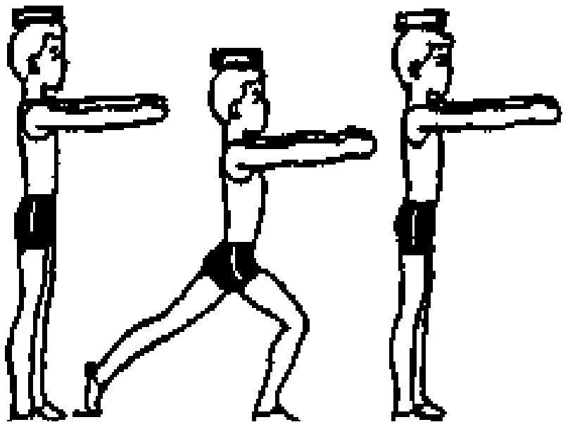 Правая рука левая нога. Комплекс упражнений с предметами на голове. Выпад правой, руки вперед. Упражнения для осанки с предметом на голове. Упражнение ходьба с предметом на голове.
