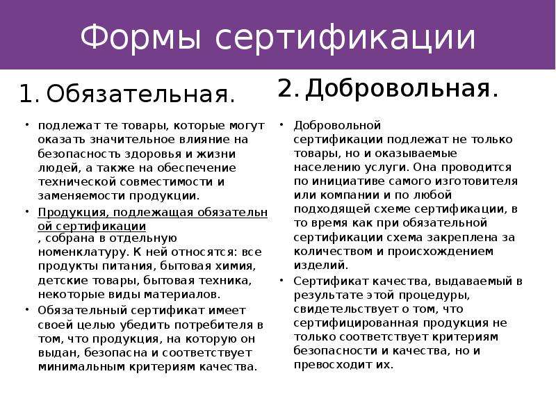 Подлежащие обязательной сертификации