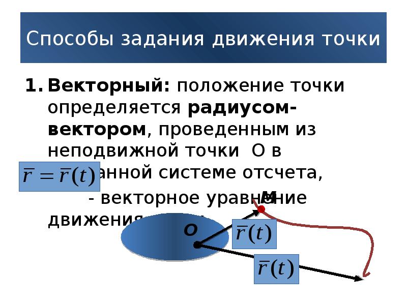 Способы задания движения. Три способа задания движения точки. Способы задачи движения точки. Способы задания движения точки техническая механика. Естественный способ задания движения точки уравнение движения.