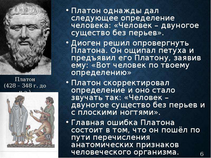 Человек мера всех вещей философ. Платон и Диоген о человеке. Двуногое без перьев Диоген. Человек существо двуногое. Человек по Платону.