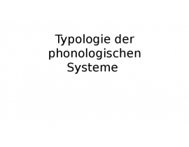 Typologie der phonologischen systeme