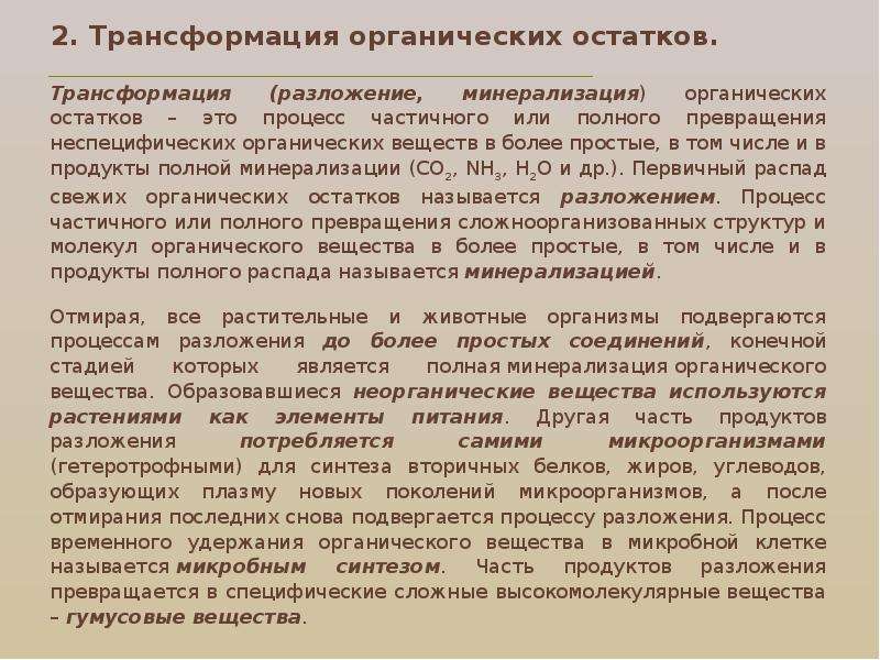 Разлагают органические остатки. Минерализация органических остатков. Процесс разложения органических остатков. Основная роль в минерализации органических остатков принадлежит. Разложение органики.