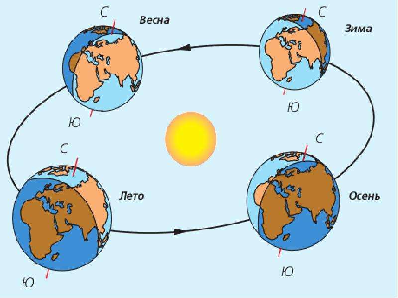 Объясните чем обусловлена смена времен года на земном шаре какой рисунок в учебнике ваш ответ