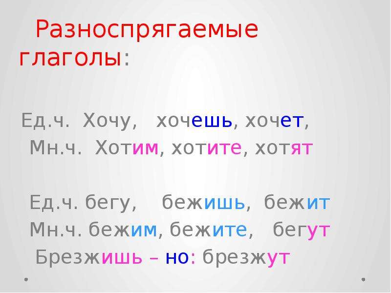 Разноспрягаемые глаголы план урока 6 класс