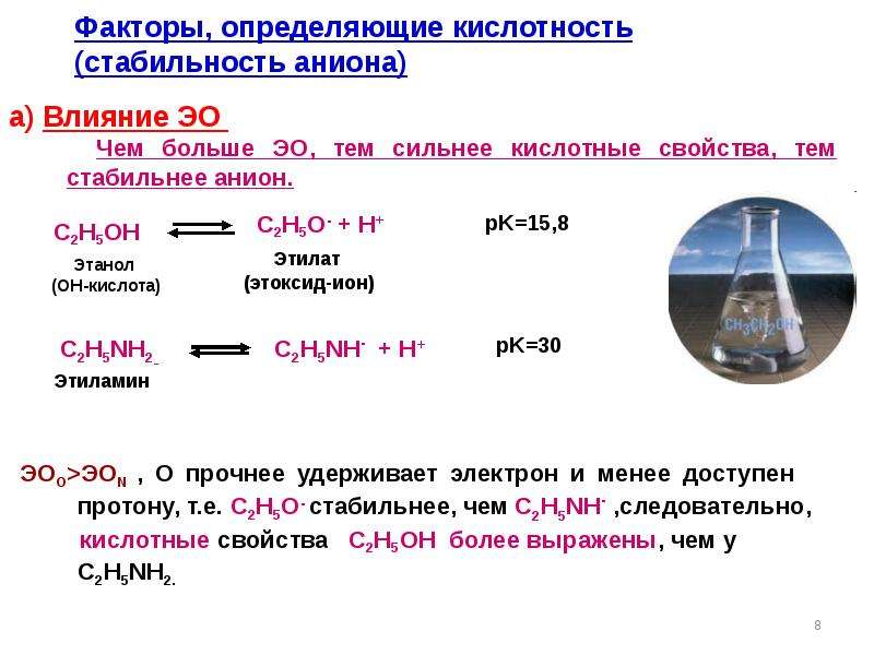 Фактор кислоты. Кислотность и стабильность аниона. Факторы определяющие кислотность. Факторы влияющие на кислотность. Факторы влияющие на силу кислот и оснований.