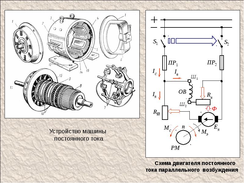 Машина постоянного тока на схеме