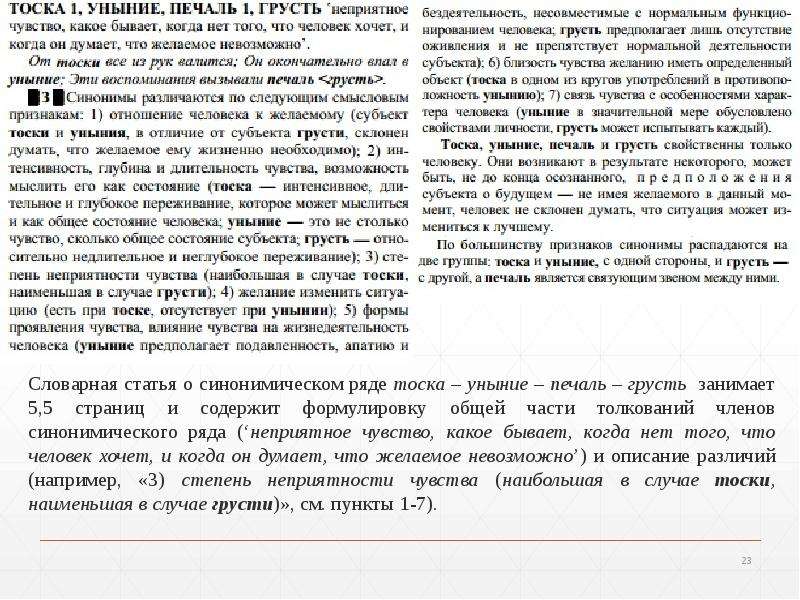 Синонимия. Подходы к изучению синонимии, слайд №23